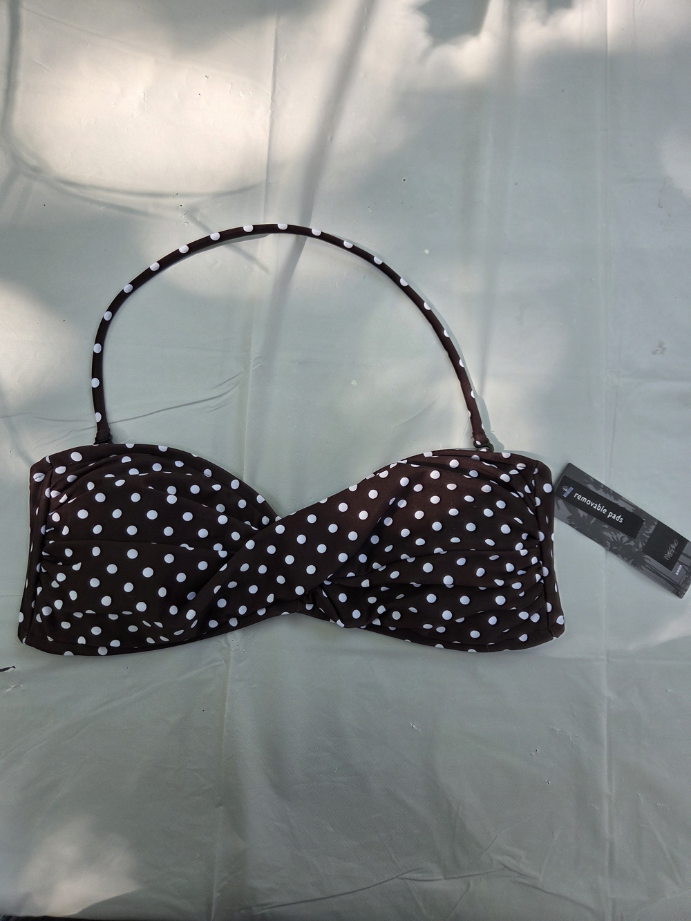 🔴4 For $25🔴 Women’s Brown Polka Dot Bandeau Swim Top with Removable Strap